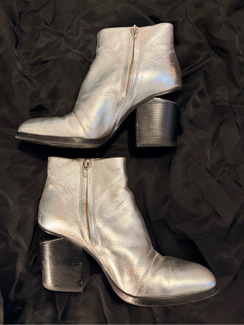 Alexander Wang Silver Metallic Pointed Ankle Booties - Picture 2 of 7